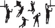 © AADIL - Black Solid Basketball Rebound Silhouettes Set of Six on White Background