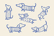 © Victoria - Dachshund dog sweaters set naive sketch vector illustration