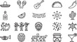 © EPS VECOR  - Cinco de Mayo Mexican icon set vector with sombrero maracas guitar taco tequila skull festive outline symbols collection design