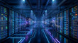 © redtiger9 - Futuristic Data Architecture Corridor Concept with Glowing Blue Lines and Digital Information Flow