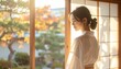 © SoftFlower - 和室でくつろぐ日本人女性のビューティーポートレート, Japanese Woman Morning Beauty Routine on Tatami, Asian Skincare Wellness Concept