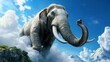 © Asgar - Majestic Elephant Striding Through Ethereal Clouds Above SnowCapped Mountains Grand Sky Journey.