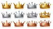 © HUANG - Collection of Regal Crowns in Gold, Silver, and Bronze, Symbolizing Royalty, Power, and Achievement