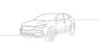 © Line Lab - Continuous line drawing of a modern suv car on a white background vector illustration