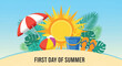 © Ada44 - Summer, beach, sunny day, vacation, illustration, FIRST DAY OF SUMMER, seasonal, tropical, vector graphics