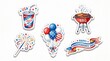 © A Denny Syahputra - 6 July 4th stickers: drink, grill, balloons, firework, banner
