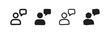 © liubomir118809 - Hand drawn user chat icon set. Black person and speech bubble symbols on white background. Doodle style communication collection.
