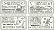 © Игорь Игорь - Vintage Technology Line Art Illustration Set featuring Retro Computer, Modem, Floppy Disk, and Mobile Phone Stickers in Coloring Book Style for 90s Nostalgia Graphic Design