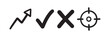 ©  Art - Hand drawn arrow icon set with curved and straight pointers, minimalist brush stroke navigation symbols, decorative vector collection