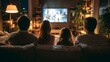 © Oleh - Family enjoying a cozy evening by relaxing on the sofa, watching a movie or tv show on the screen, spending quality time and leisure in their living room