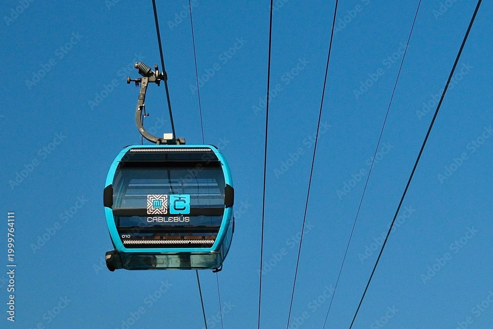 Cablebus Cabin Centered Beneath Parallel Cables (Mexico City, CDMX ...