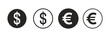 © Well Done - Dollar and euro currency icon vector set for global finance, business transactions, and currency exchange symbol design