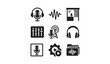 © Vector Universe - Audio production and professional sound recording icons with recording, software