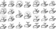 © pixsource - Environmental Protection, Nature  Agriculture Growth Concept Black and White Line Art Vector Icons. Hand holding young plant, seedling, and sprout doodle collection.