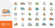 © vectsolo - Shipping and Logistics Outline Icons. Delivery, Cargo, Transport, Supply Chain, Warehouse Symbol Editable Stroke