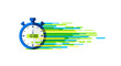 © Pandawa - Fast Stopwatch Showing 10:00 with Speed Lines - Time Management Concept