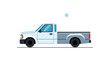 © Azrha - White pickup truck in snow, half covered, winter transport concept