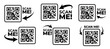 © Marina - Scan me icon set with QR code and arrow. Qrcode template collection for mobile app