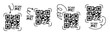 © Marina - Scan me icon set with QR code and doodle arrow. Qrcode template collection for mobile app