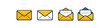 © Passatic - Set of four yellow envelopes showing closed and open states with paper inside