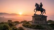 © Vantiya dipakbhai  - Maharana Pratap Bronze Statue at Sunrise with Misty Valley Udaipur