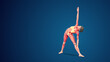 © jitendra jadhav - 3D human Trikonasana or Triangle yoga pose on blue background, loopable