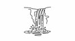 © Bina - Simple line art depicts a cascading waterfall with splashes of water
