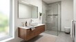© Sonni - Modern Bathroom Interior Design with Floating Vanity, Glass Shower, and Natural Light