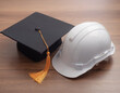 © Lionel - Academic Achievement Meets Professional Calling Graduation Cap and Hard Hat Symbolize the Journey from Education to a Rewarding Career in Construction or Engineering