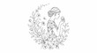 © nopal - Woman surrounded by a floral frame, smelling a rose