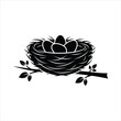 © MasudaMaya - Bird nest with eggs on a branch during spring Vector Illustration Isolated on white background