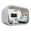 © Kabir - Modern minimalist office meeting pod with comfortable seating and technology for collaboration isolated on transparent background