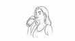 © Rustam - Woman with closed eyes sips from a polka-dotted glass of beverage