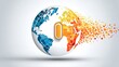 © nasreenvidz - Stylized digital globe with numeral zero symbolizing global connectivity transformation technology illustration
