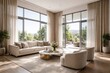 © MetaPixel - Bright living environment featuring floor to ceiling windows with luxurious curtain panels