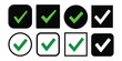 © skilleddesigner90 - Checkmark icon collection. Check tick symbols for validation, Checked check box sign.