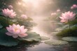 © Giovanni - Elegant pink lotus flowers and foliage creating peaceful copy space area