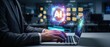 © NAPAARTMAX - Ai processing workflow demonstration office environment digital content technology space close-up view innovative concepts for enhanced productivity