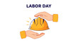 © Pejuang - Hands protecting yellow hard hat for Labor Day illustration