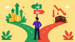 © png-jpeg-vector - businessman choosing between profit and loss paths showing financial decision vector illustration