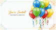© MstJohora - Festive invitation card with colorful balloons and streamers for a celebration event