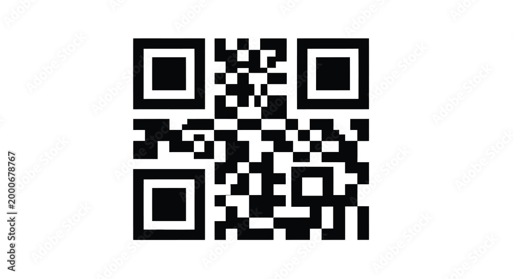 qr code with black and white pixelated pattern on white background high ...