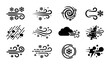 © Rakibul - Winter wind icons set, blizzard and snow storm vector symbols, black weather forecast line art, 12 cold climate meteorology elements for web design
