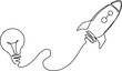 © Rita - Single line art of lightbulb and rocket ship representing innovation and business takeoff.