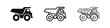 © drawing lines - Heavy duty mining dump truck industrial vehicle icon set