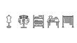 © Abir98 - Clothing store display icons: mannequin, rack, shelves, table, and rail