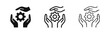 © drawing lines - Hands holding gear icon set, technical support and maintenance concept