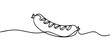 © Line sA - Grilled continuous one line drawing, Grilled sausage, Continuous line, sausage, Sai Us food vector illustration. Continuous one line drawing of American breakfast. Grilled sausage continuous