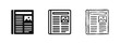 © drawing lines - Newspaper and News Article Icon Set in Silhouette, Outline and Hand Drawn Styles