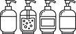 © Mossadessur Rahman - Vector illustration of pump bottles in diverse soap, lotion and sanitizer container designs in decorative design